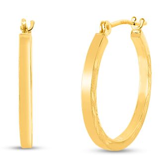 14 Karat Yellow Gold Satin Hoop Earrings, 20MM