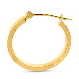 14 Karat Yellow Gold Satin Hoop Earrings, 20MM