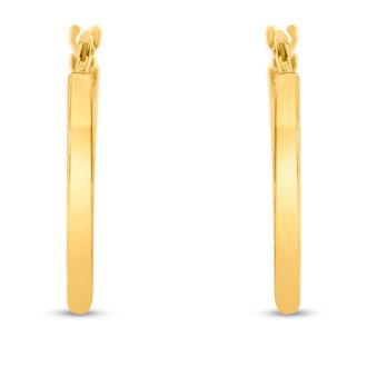 14 Karat Yellow Gold Satin Hoop Earrings, 17.5x12MM