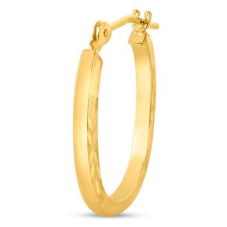 14 Karat Yellow Gold Satin Hoop Earrings, 17.5x12MM