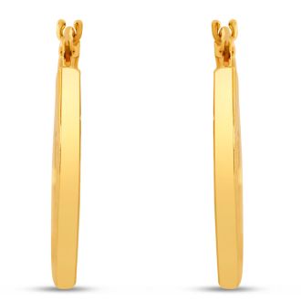 14 Karat Yellow Gold Satin Hoop Earrings, 20x15MM