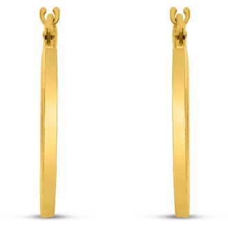 14 Karat Yellow Gold Satin Hoop Earrings, 20x15MM