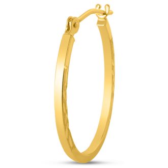 14 Karat Yellow Gold Satin Hoop Earrings, 20x15MM
