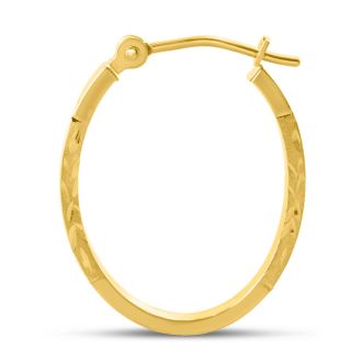 14 Karat Yellow Gold Satin Hoop Earrings, 20x15MM