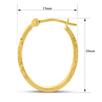 14 Karat Yellow Gold Satin Hoop Earrings, 20x15MM