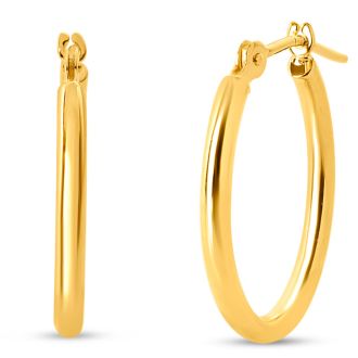 14 Karat Yellow Gold Classic Hoop Earrings, 17.5x12MM