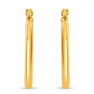 14 Karat Yellow Gold Classic Hoop Earrings, 17.5x12MM