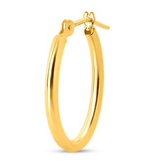 14 Karat Yellow Gold Classic Hoop Earrings, 17.5x12MM