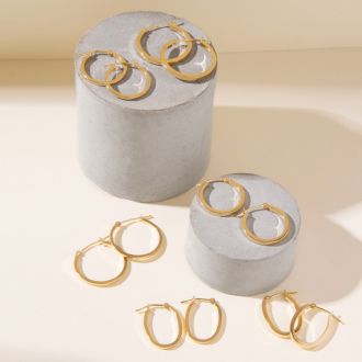 14 Karat Yellow Gold Classic Hoop Earrings, 17.5x12MM
