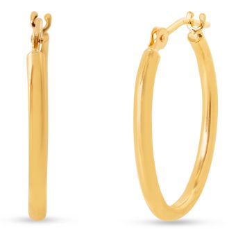 14 Karat Yellow Gold Classic Hoop Earrings, 20x15MM