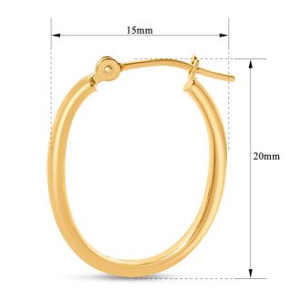 14 Karat Yellow Gold Classic Hoop Earrings, 20x15MM