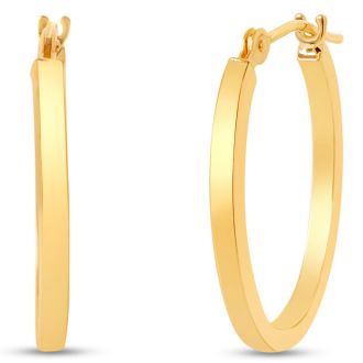 14 Karat Yellow Gold Classic Hoop Earrings, 20x15MM