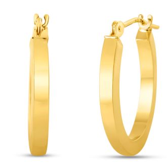 14 Karat Yellow Gold Classic Hoop Earrings, 17.5x12MM