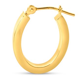 14 Karat Yellow Gold Classic Hoop Earrings, 17.5x12MM