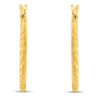 14 Karat Yellow Gold Diamond Cut Hoop Earrings, 20MM