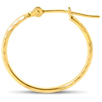 14 Karat Yellow Gold Diamond Cut Hoop Earrings, 20MM