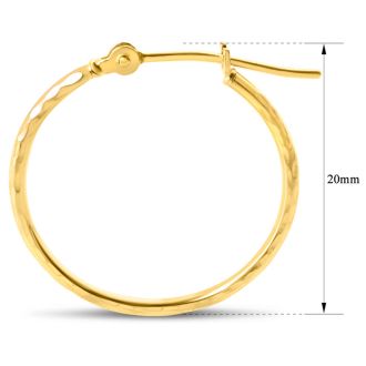 14 Karat Yellow Gold Diamond Cut Hoop Earrings, 20MM