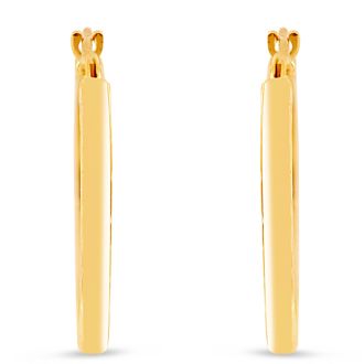 14 Karat Yellow Gold Diamond Cut Hoop Earrings, 20MM