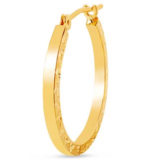 14 Karat Yellow Gold Diamond Cut Hoop Earrings, 20MM