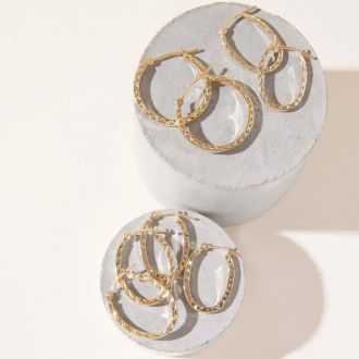 14 Karat Yellow Gold Diamond Cut Hoop Earrings, 20MM