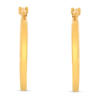 14 Karat Yellow Gold Diamond Cut Hoop Earrings, 20x15MM
