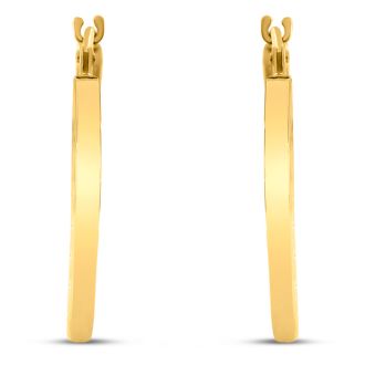 14 Karat Yellow Gold Diamond Cut Hoop Earrings, 16MM