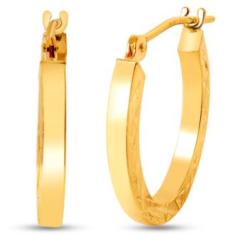 14 Karat Yellow Gold Diamond Cut Hoop Earrings, 20MM