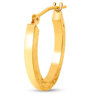 14 Karat Yellow Gold Diamond Cut Hoop Earrings, 20MM
