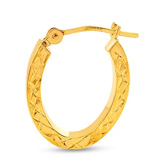 14 Karat Yellow Gold Diamond Cut Hoop Earrings, 20MM