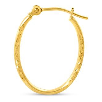 14 Karat Yellow Gold Satin Hoop Earrings, 20x15MM