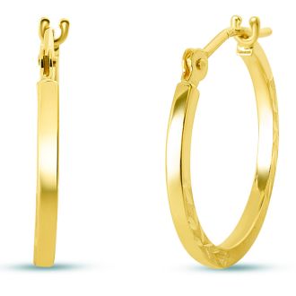 14 Karat Yellow Gold Satin Hoop Earrings, 16MM
