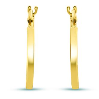 14 Karat Yellow Gold Satin Hoop Earrings, 16MM