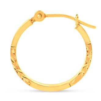 14 Karat Yellow Gold Satin Hoop Earrings, 16MM