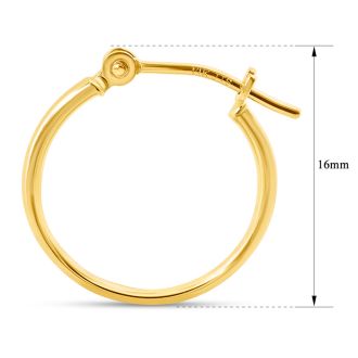 14 Karat Yellow Gold Classic Hoop Earrings, 16MM