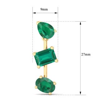 Emerald Earrings 5 Carat Emerald Drop Earrings In 14 Karat Yellow Gold, 1 Inch