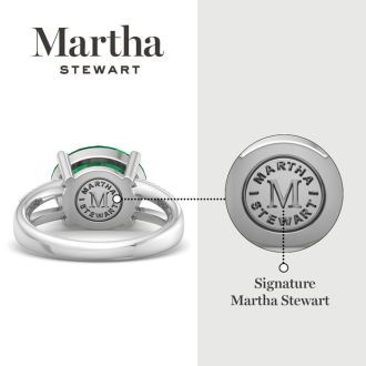 Martha Stewart 4 1/2 Carat Oval Shape Emerald and Lab Grown Diamond Ring In Sterling Silver