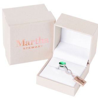 Martha Stewart 4 1/2 Carat Oval Shape Emerald and Lab Grown Diamond Ring In Sterling Silver