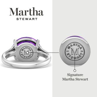Martha Stewart 4 1/2 Carat Oval Shape Amethyst and Lab Grown Diamond Ring In Sterling Silver