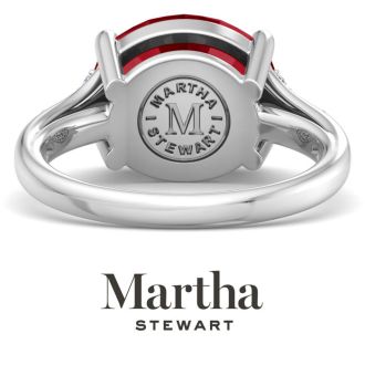 Martha Stewart 4 1/2 Carat Oval Shape Ruby and Lab Grown Diamond Ring In Sterling Silver
