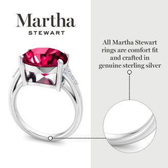 Martha Stewart 4 1/2 Carat Oval Shape Ruby and Lab Grown Diamond Ring In Sterling Silver
