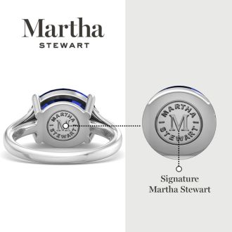 Martha Stewart 4 1/2 Carat Oval Shape Sapphire and Lab Grown Diamond Ring In Sterling Silver