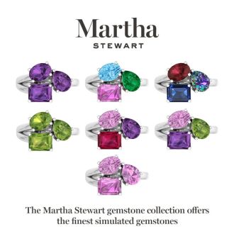 Martha Stewart 3 3/4 Carat Pink Sapphire, Amethyst and Ruby Three Stone Cluster Ring In Sterling Silver