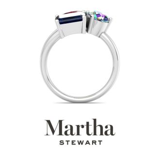 Martha Stewart 3 3/4 Carat Garnet, Mystic Quartz and Sapphire Three Stone Cluster Ring In Sterling Silver