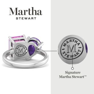 Martha Stewart 4 3/4 Carat Pink Sapphire and Amethyst Two Stone Ring In Sterling Silver