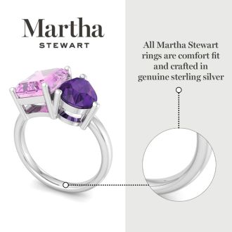 Martha Stewart 4 3/4 Carat Pink Sapphire and Amethyst Two Stone Ring In Sterling Silver