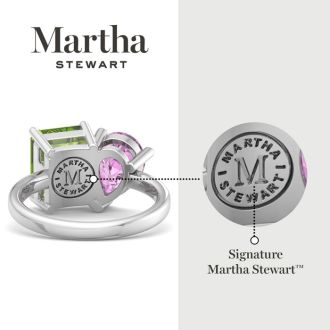 Martha Stewart 4 3/4 Carat Peridot and Pink Sapphire Two Stone Ring In Sterling Silver