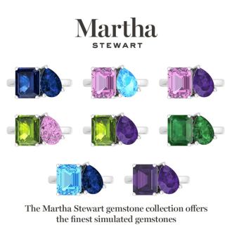 Martha Stewart 4 3/4 Carat Peridot and Pink Sapphire Two Stone Ring In Sterling Silver