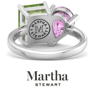 Martha Stewart 4 3/4 Carat Peridot and Pink Sapphire Two Stone Ring In Sterling Silver