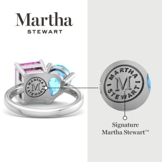 Martha Stewart 4 3/4 Carat Pink Sapphire and Blue Topaz Two Stone Ring In Sterling Silver