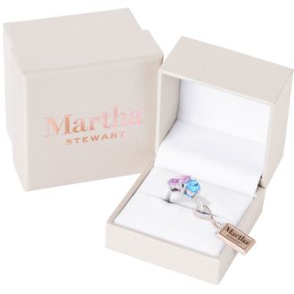 Martha Stewart 4 3/4 Carat Pink Sapphire and Blue Topaz Two Stone Ring In Sterling Silver